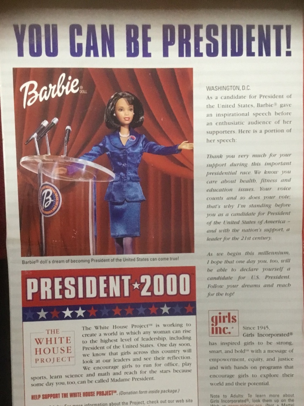 Barbie President 2000 Afro American Doll Exclusive Toys R Us White House Project - Picture 3 of 12